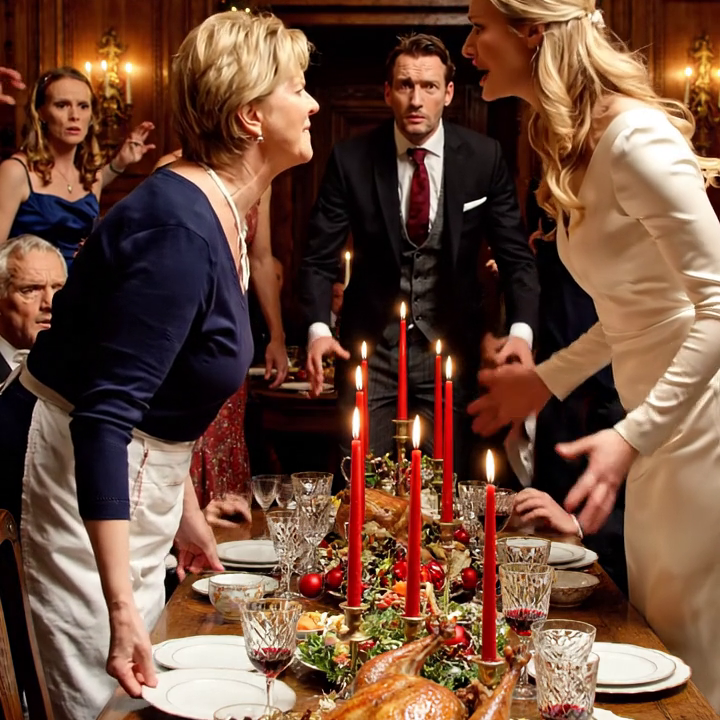 “Maybe you’d rather eat upstairs,” my daughter-in-law said calmly when I went to sit at the Christmas table. I had been cooking since 4:30 a.m. But it was my house. I removed my apron, walked to the head of the table, and did something that left every guest speechless…