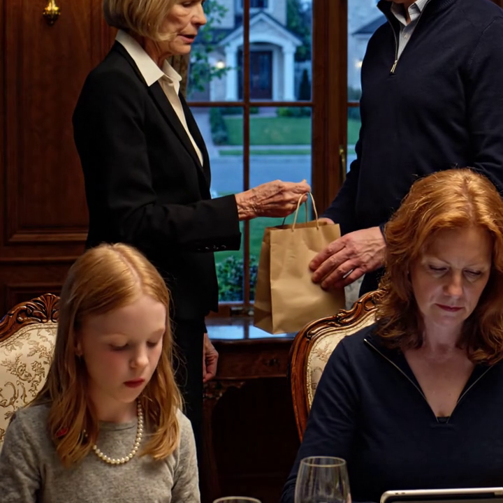 Mijn 9-jarige kleindochter rolde met haar ogen en zei: “Jij mag niet bij ons zitten. Mama zegt dat je een liefdadigheidsgeval bent.” De hele tafel barstte in lachen uit, en het gelach van mijn zoon raakte me het hardst. Ik maakte geen ruzie. Ik stond gewoon op, pakte mijn tas en liep zonder een woord te zeggen weg. Uren later lichtte mijn telefoon op met een berichtje van hem: “Komt de huur nog?” Ik staarde er een seconde naar voordat ik antwoordde: “Een liefdadigheidsgeval betaalt de rekeningen niet.” Tegen zonsopgang was de sfeer in dat huis compleet veranderd.